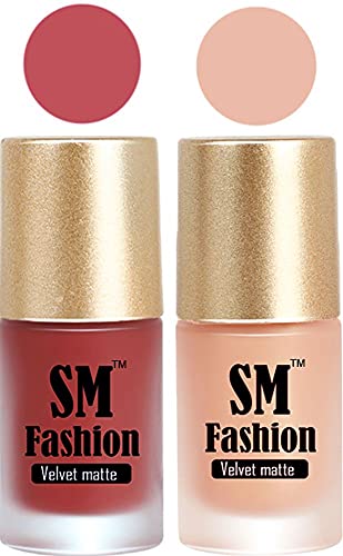 Image of Nail Polishes, Peach Pink-Peach Velvet Matte Nail Paint Combo Set of 2 Pcs 7ml each