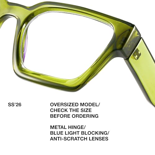 Image of livho Oversized Eyewear Frame for Woman and Men - Rectangle Fashion Glasses for Computer, Chic Preppy Frame