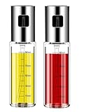 Oil Sprayer for Cooking,Oil and Vinegar Dispenser Set With Glass Bottle and Stainless Steel,Olive Oil Soy Sauce dispenser Pump Sprayer for Kitchen, Air Fryer,BBQ,Making Salad,Baking (2 Pack)