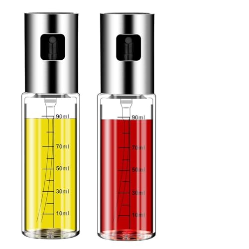 Oil Sprayer for Cooking,Oil and Vinegar Dispenser Set With Glass Bottle and Stainless Steel,Olive Oil Soy Sauce dispenser Pump Sprayer for Kitchen, Air Fryer,BBQ,Making Salad,Baking (2 Pack)