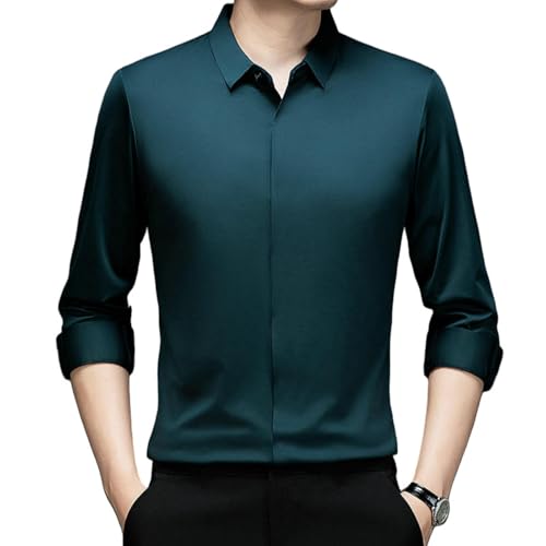 Chemise sans plis homme d'âge moyen manches longues style décontracté et infroissable