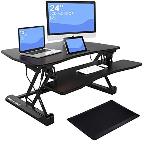 Hans & Alice Standing Desk 36 inch Wide Adjustable Height, Converter ...