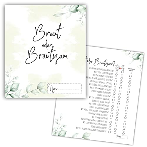 25 x Braut oder Bräutigam Hochzeitsquiz Hochzeitsspiel Hochzeitsspiele für Gäste Hochzeitsspiel Brautpaar Hochzeitsgeschenk Hochzeitsfeier Cover