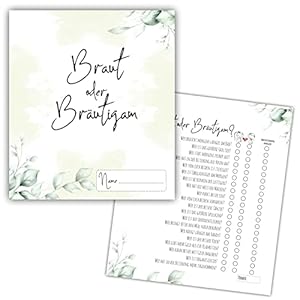 25 x Braut oder Bräutigam Hochzeitsquiz Hochzeitsspiel Hochzeitsspiele für Gäste Hochzeitsspiel Brautpaar…