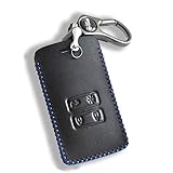 ontto Renault Leather Keyless Entry Remote Control Key Cover Smart Key Protector Shell for Renault Megane (IV/4) Clio 5 Key Fob Case with Keychain (Blue)