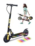 Electric Scooter for Kids, 180W Motor, 12 MPH & 12 Mile Range, Foldable Kick Scooter with Safe Non-Zero Start, Dual Brakes, Maxload 220 lbs, 8'' Honeycomb Tires, for Commuting, School, Teens' Gift