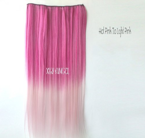 X&Y ANGEL -Two Tone One Piece Straight Synthetic Thick Hair Extension Clip-on Hairpieces (dark green to light green)