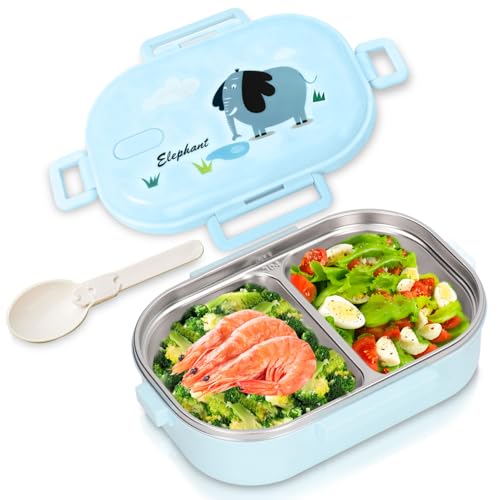Tomotato Boîte Déjeuner, Inox Étanche, Bento Enfant (Bleu)