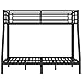 Twin Over Full Bunk Beds for Adults,Heavy Duty Adult Bunk Beds,Metal Bunk Bed Twin Over Full with 2 Ladders for Kids,Teens,Noise-Free,Black