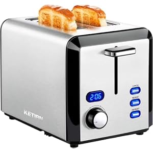 Toaster 2 Slice, Wide Slot Stainless Steel Toaster with 6 Browning Levels, Reheat & Defrost, for Bagel, Toast, Bread, Kitchen Essentials, Removable Crumb Tray (sliver)