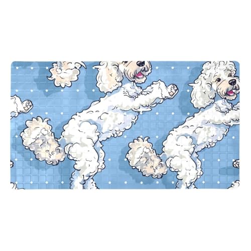 Alfombrilla de baño grande de caniche con ventosas y drenaje 2