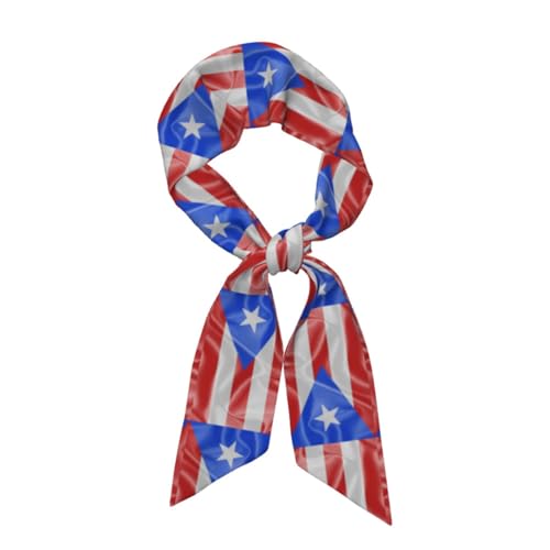 Silk Style Flag of Puerto Rico Women'S Luxury Satin Silk Scarf for Hair Neck Purse - Soft Lightweight Sun Protection Bandana Accessory with Glossy Finish for Summer Handbag Decoration