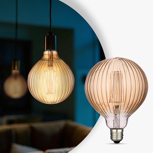 G125 LED Filament Bulb,4W Dimmable E26,2200K Amber Glass,1 Pack
