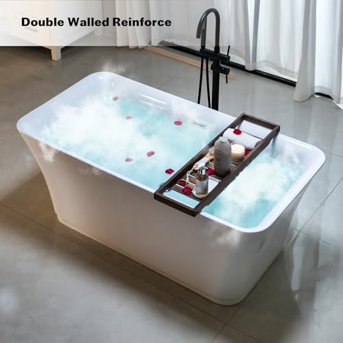 Image of Empava 59 inch Freestanding Luxury Acrylic Soaking SPA Tub Modern Stand Alone Bathtubs Model 59FT1511, White