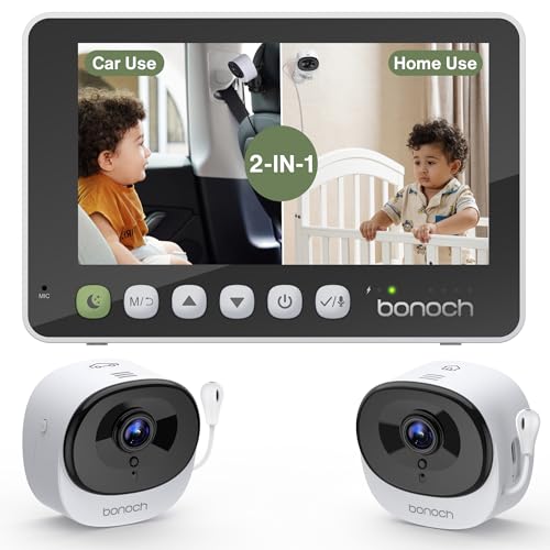 bonoch 2-in-1 Car Home Dual-Use Baby Monitor, 5
