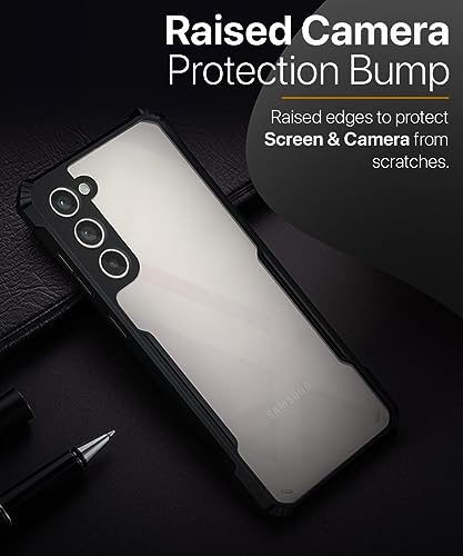 Image of WOW IMAGINE Shock Proof Clear Protective Back Case for Samsung Galaxy S23 Plus 5G - AirEDGE Technology | 360 Degree Camera Protection | Transparent Hybrid Back Case Mobile Cover - Black