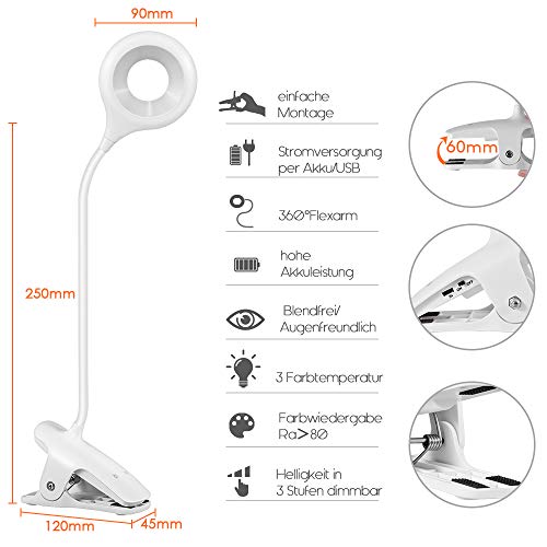 Lampada Lettura con Clip SOAIY, Lampada pinza Luce...