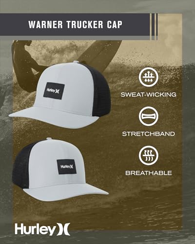 Image of Hurley Mens Trucker Hat - Flexible Quick Dry Fairway Mesh Trucker Hat for Men with Snapback Closure - Classic Mens Caps