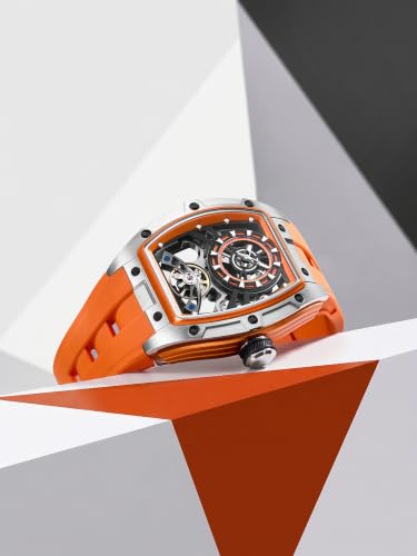 Image of French Connection Limited Edition | Stealth Series | Skeleton Dial | Stainless Steel Case | Premium Silicone Strap | Automatic Watch for Men - FCA48