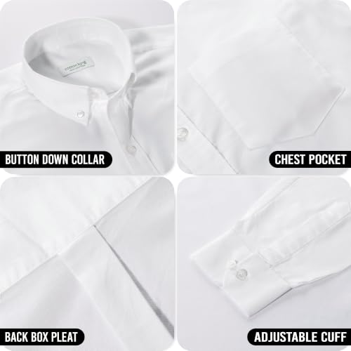Image of Cotton King Mens Shirts | 100% Cotton Long Sleeve Shirts for Men | Button Down Shirt Men | Oxford Mens Dress Shirt