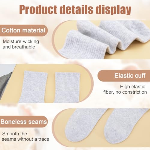 Men's Crew Socks Ribbed Mid Calf Sports Running Socks Casual Everyday Wear Soft Stretch Long Socks 3 Pairs (Grey F)4