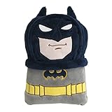 NoJo Warner Brothers Batman The Caped Crusader Navy, Gray and Yellow Batman Character Shaped Blanket