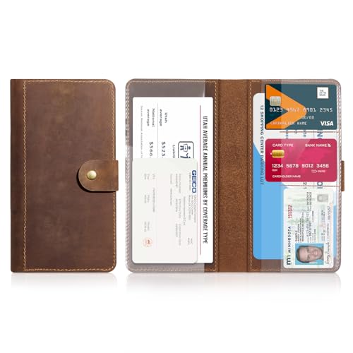 Image of CoBak Genuine Leather Car Registration and Insurance Holder | Luxury Vehicle Glove Box Organizer, Premium Auto Document Case with Magnetic Closure for License, Cards & Papers