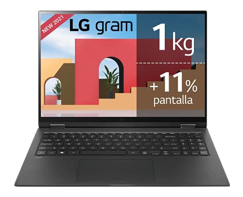LG gram 16Z95P-G.AA78B - Ordenador Portátil ultrafino 16" FullHD WQXGA IPS; 1,1kg, autonomía 16,5h; Intel Core EVO i7, 16GB de RAM, 512GB SSD, Windows 11 Home Negro - Teclado QWERTY