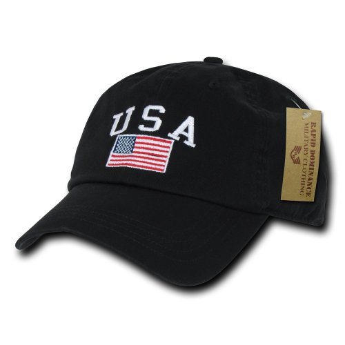 Relaxed Graphic Cap, USA Flag, Black