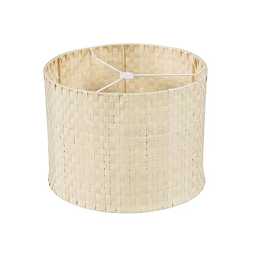 Image of Aspen Creative 31603, Drum Spider Lamp Shade, Natural Palm Leaf, 12 inch Top x 12 inch Bottom x 9 inch Height