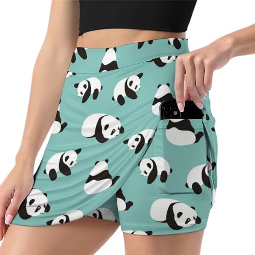 Jupe de tennis imprimé pandas skort athlétique pour golf et course