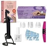 Mylee Fix N Flash Soft Gel Tips Kit with LED Torch - 3 shapes, 216pcs, Portable Curing Lamp, USB Rechargeable, Movable Head, Prep Wipes & Half-moon Nail File, Full Cover, Nail Art Extensions