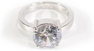 8mm Round Solitaire 2.0CT Simulated Diamond Engagement Ring For Women Solid 925 Sterling Silver
