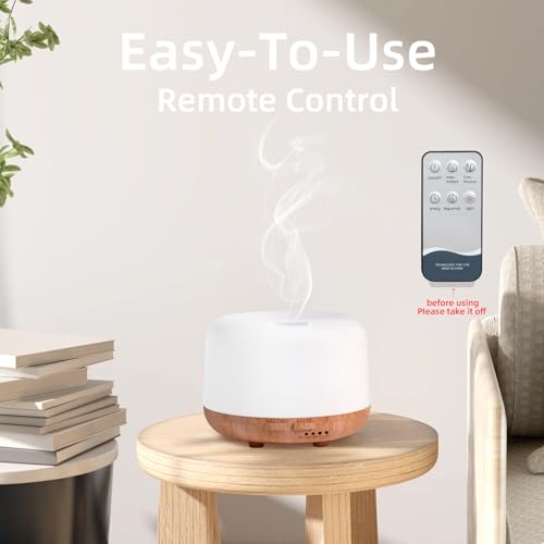 300ML Essential Oil Diffuser,Remote Control Aromatherapy Diffusers Humidifier with Adjustable Mist Mode & Waterless Auto-Off and 7 LED Light Colors for Bedroom,Office,Trip Yoga, SPA, Baby - Image 3
