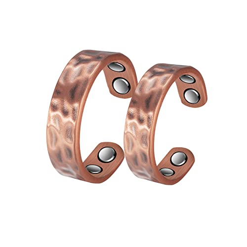 EnerMagiX Anillos magnéticos de cobre tritono 3500 Gauss para mujeres u hombres, anillo de cobre 99.95% con 4 imanes, tamaño ajustable, regalo del día de la mujer para mamá, esposa (CPR-0282 SL)