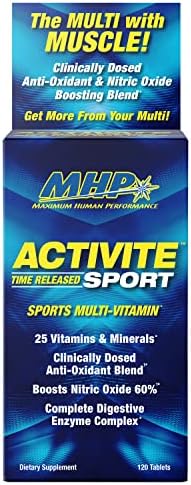 MHP Activite Sport Multi Vitamin, 25 Vitamins and Minerals, Nitric Oxide Booster, Digestive Enzymes, Antioxidants, 120 Tablets