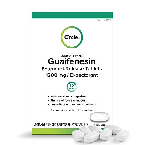 Guaifenesin Expectorant Mucus Relief 1200 mg Maximum Strength 56 Tablets - Guaifenesin Tablets for Chest Congestion Relief - 12-Hour Extended Release Chest Decongestant - Thins and Loosens Mucus