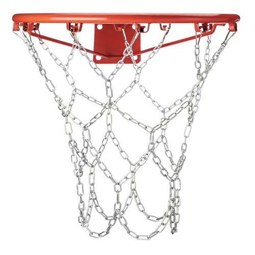 DDVLG Chain Basketball Net Replacement - 21 Heavy Duty Rust Proof Galvanized Steel All-Weather 12 Loops with Locking S-Hooks Quick Installation for Standard Indoor/Outdoor Hoops