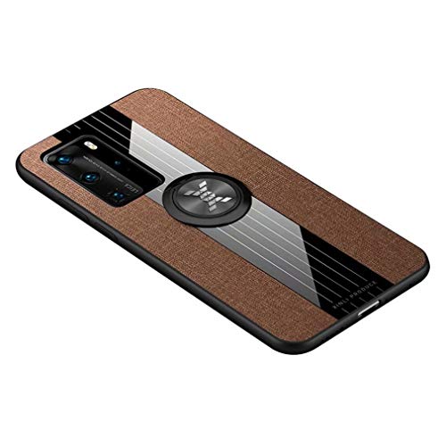 Ttimao Hoesje voor Huawei P40 Lite 360 ° Draaibare Ringbeugel Ultradunne Stof Geweven Patroon Telefoonhoes+1*Screen… - Image 3