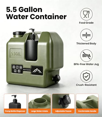 SUNCUCU Portable Shower for Camping with Water Jug, Electric Rechargeable Camping Shower, 5.5-Gal Food Grade Water Container IPX7 Waterproof Outdoor Camp Pump for Hiking Beach, Travel, Pet Bath — view 6