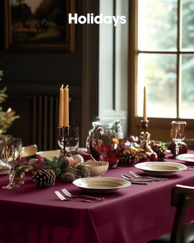 Image of Pureegg Plastic Table Cloth Disposable 54x108 Inch 10 Pack, Burgundy