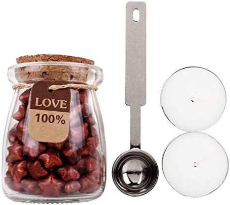 Mogoko Wax Seal Stamp Kit, 1 Pcs Merry Christmas Wax Seal Stamp and 120 Pcs Star Shape Sealing Wax Beads with Melting Spoon and Candles