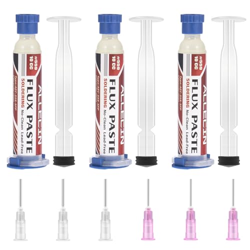 ALLECIN No Clean Soldering Flux 559 10CC 10mL Solder Fluxes Paste Syringe for Electronics 10 milliliters with Needle Dispensing Tool (Pack of 3Pcs)