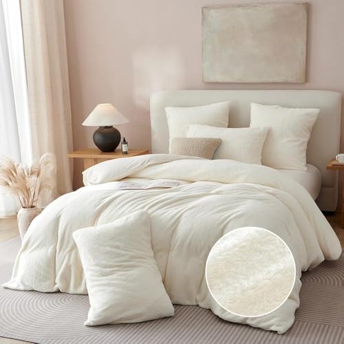 Nyescasa Warme Winter Bettwäsche 135x200 4 Teilig Weiß Flauschig Teddy...
