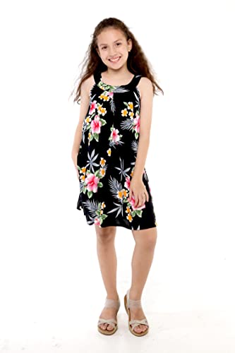 Image of Family Matching Hawaiian Clothes, Hibiscus Black | Black Hibiscus Print • Soft Rayon Fabric • Family Matching Outfits • Vacation Ready • Luau Party Wear