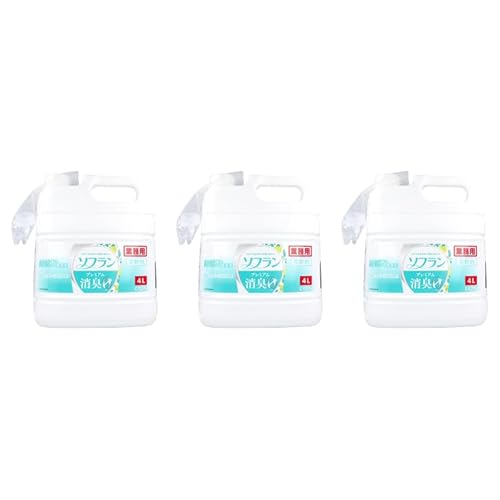 業務用ソフラン プレミアム消臭 柔軟剤 4L フレッシュグリーンアロマの香り 静電気防止 抗菌・防臭・速乾タイプ 詰替用 (3個)