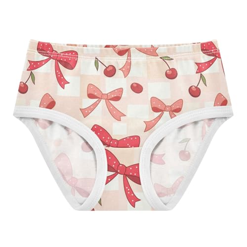 Wusikd Cherries Checkered Girls' Underwear Cotton Bows Girls Briefs Soft Toddler Underwear 2T