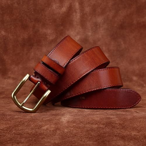 Unisex Genuine Cow Leather Belt - 33mm Wide Stitched Handmade Strap For Dress & Casual2