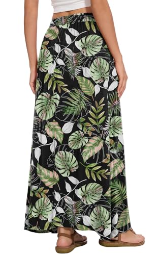 Image of Womens Maxi A-line Long Skirt Casual 2026 Elastic High Waist Flowy Skirts with Pockets