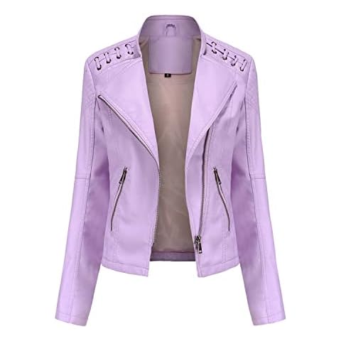 Joyvio Chaqueta De Motorista De Cuero PU para Mujer Cover
